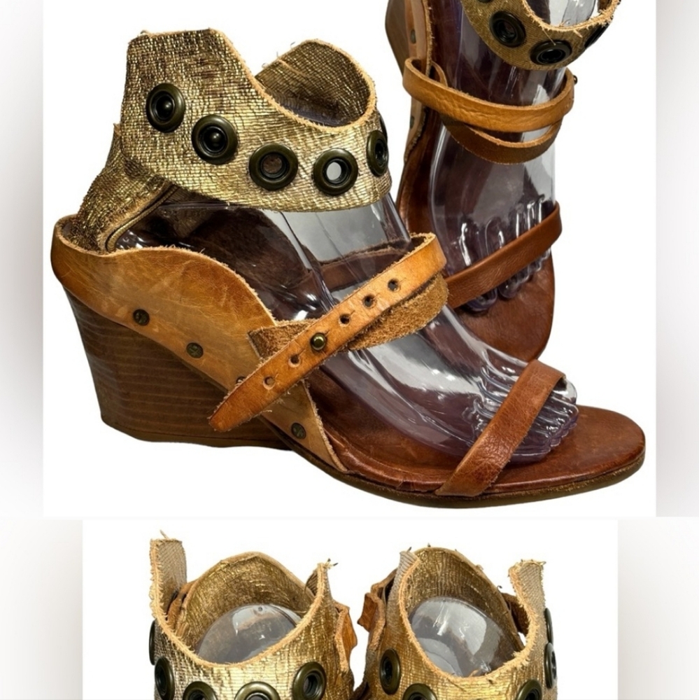 A.S.98 Keiko Wedge Sandals Women Size EU 40 US 9 9.5 Boho Strap Peasant AS98
